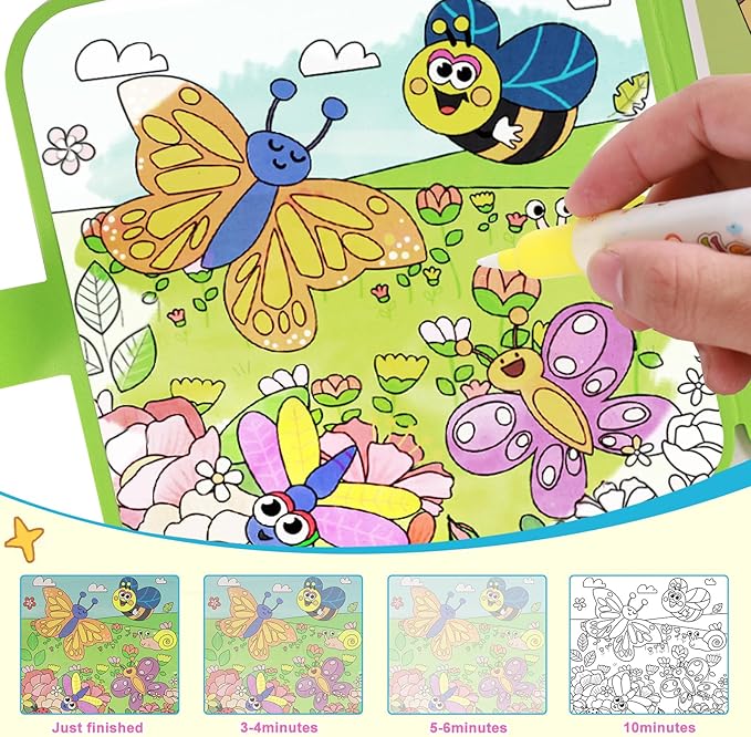 YECHISY Reusable Water Painting Books for Kids: 3 Pack Mess-Free Magic Water Coloring Books - Paint with Water Books, No Mess Coloring Travel Activity Toys for Toddlers Ages 3+