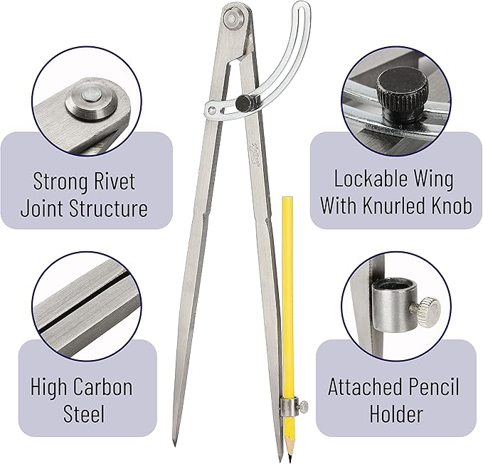 Mr. Pen- Professional Compass for Woodworking, Compass with Wing