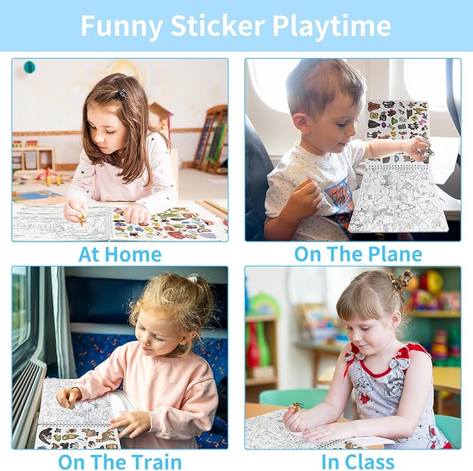 Kalysky Find the Animal Sticker Book for Kids Ages 4-8 | 400+ Stickers | Travel Activity for Plane, Car & Road Trip