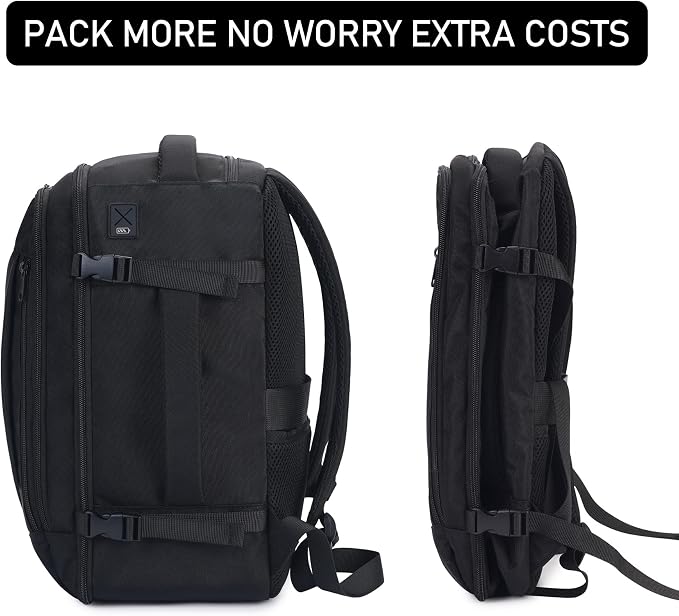 ECOHUB Travel Backpack 18x14x8 Frontier Airlines Personal Item Bag Black | Carry On Backpack with 13 Pockets, Casual Daypack for Men Women Airline Approved Water Resistant Back pack with Charging Port