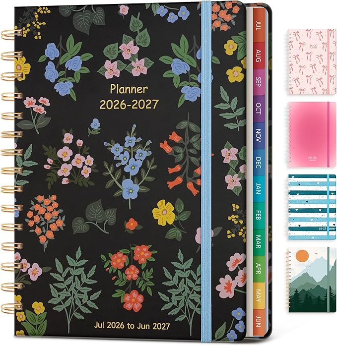 Planner 2026-2027 Monthly and Weekly Academic Planner July 2026 - June 2027, Hardcover Calendar 2026-2027 Agenda Daily Planner for Student Teacher School Office Supplies, 6" x 8.3", Vintage Floral