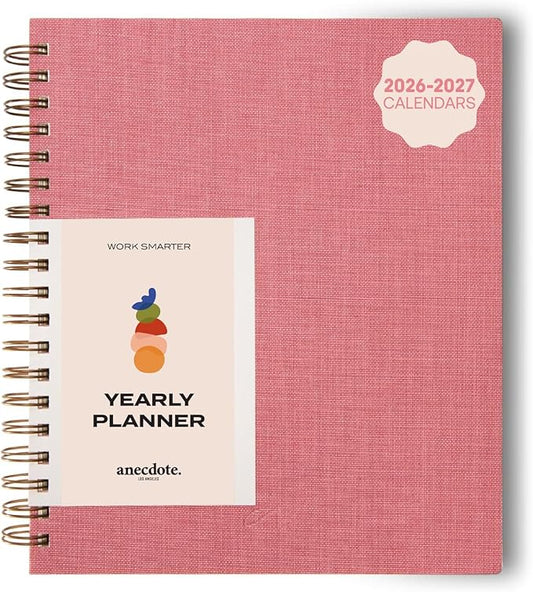 Anecdote Spiral Planner w/2026-2027 Calendar (8.5" x 10") | Start Anytime - 52 Weeks, Undated Planner Pages | To-Do List Organizer, Plan Your Success, Achieve Productivity Goals (Blossom)