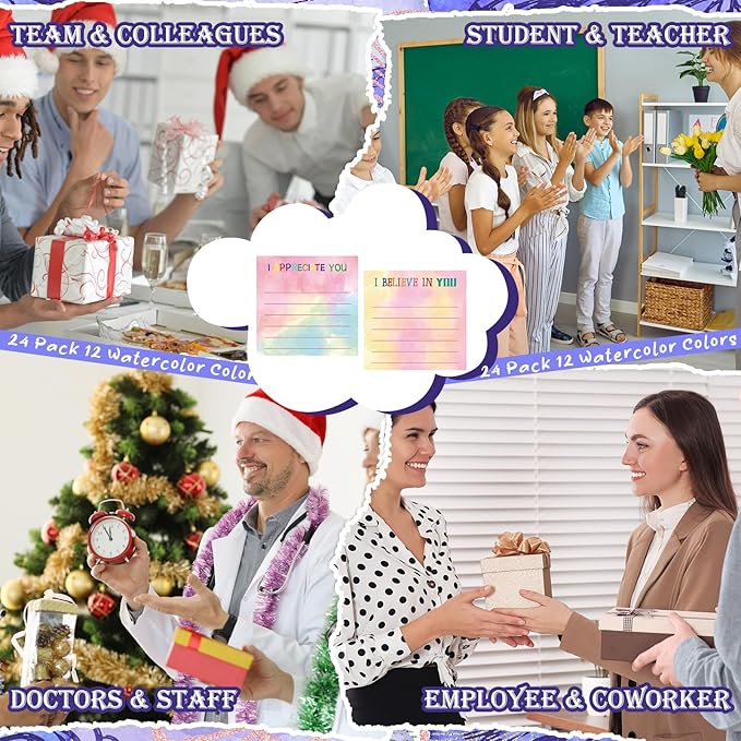 Yinder 12 Pcs Inspirational Sticky Notes Cute Motivational Sticky Notes Pad End of Year Employee Appreciation Gifts Bulk for Teacher Nurse Coworkers Office Supplies 3 x 3'' (Appreciation,Watercolor)