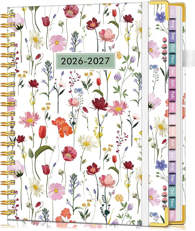 Academic Planner 2026-2027, 18 Months Weekly and Monthly Hardcover Planner, July 2026 - December 2027, 8.5" x 11" A4 Large Daily Calendar Planner Book with Tabs, Spiral College School Agenda Organizer for Student Teacher, Garden