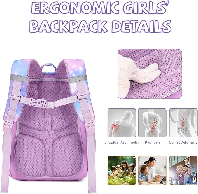 Cusangel Kids Backpack for Girls Boys Preschool,in 5-10 Ages Elementary and Toddler,Daycare Backpacks for Girls 5-10,18L kindergarten Lightweight bookbag With Pencil bag,Whistle,Front Chest Buckle