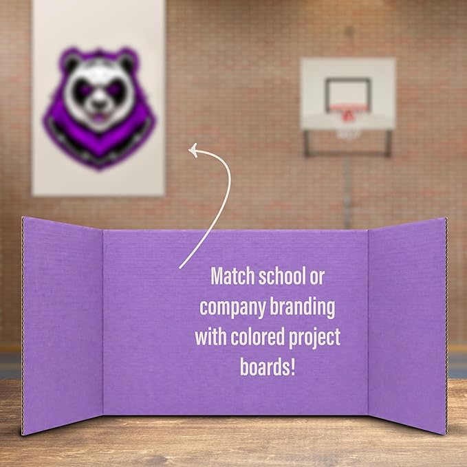 Flipside Products 18" x 48" Purple Project Boards, Pack of 24, Trifold, Presentation Board, DIY Projects, Small Display, Science Fair, Classroom, Clubs, 4H, Graduation