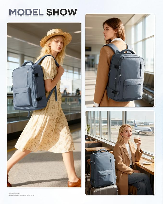 WONHOX Large Travel Backpack Carry on Flight Approved Laptop Work Business Backpack for Women Men Mochila de Viaje
