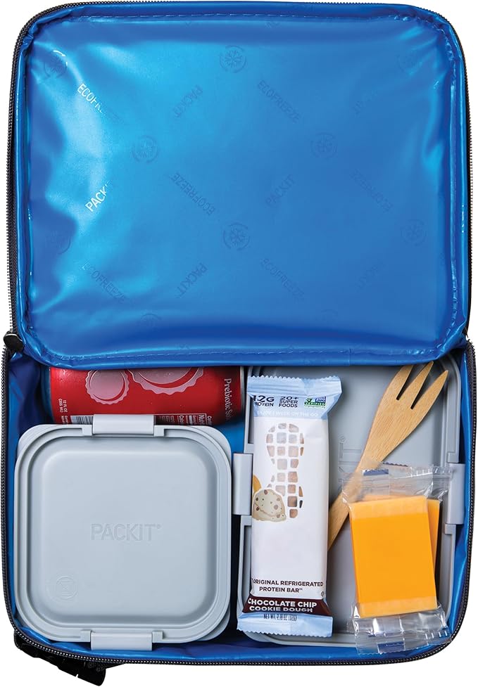 PackIt(R) Freezable Classic Lunch Box, City Charcoal, Built with EcoFreeze(R) Technology, Collapsible, Reusable, Zip Closure With Front Pocket and Buckle Handle, For Work Lunch