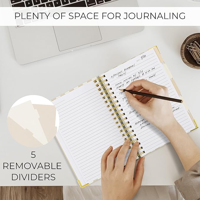 Aesthetic Thick Spiral Notebook With Tabs - Premium Journal For Women Size B5 - College Ruled Note Book With 300 Lined Pages and Dividers - Perfect For Writing And Staying Organized at Work or School