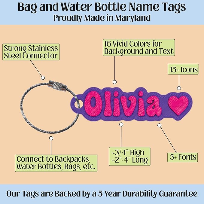 SuperFineDeesigns Bag & Water Bottle Name Tag