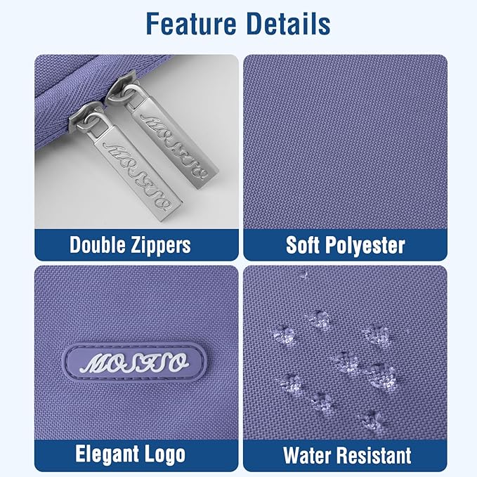 MOSISO Laptop Case 14 inch, 14 inch Laptop Sleeve Compatible with HP Lenovo Dell ASUS Acer, HP Stream, Dell Latitude, Lenovo IdeaPad, Polyester Vertical Computer Sleeve Bag with Pocket, Lavender Gray