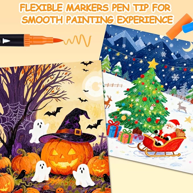 72 Colors Markers, Fine Tip and Brush Tip Coloring Markers Set for Artist Adults Colors Illustration, Dual Marker s Brush Pens Kit for Adult Coloring Book, School Supplies, Drawing Art DIY Crafts