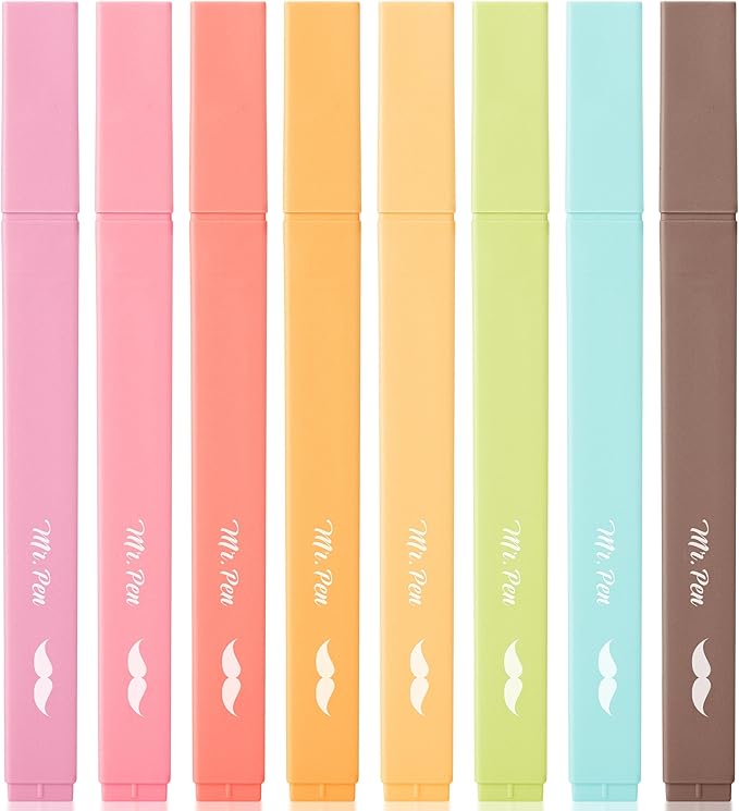 Mr. Pen- Aesthetic Highlighters No Bleed, 8 Pack, Assorted Colors | Chisel Tip, Cute Highlighters Assorted Colors for Journaling, Highlighting, Underlining, Fast Dry, Back to School Supplies