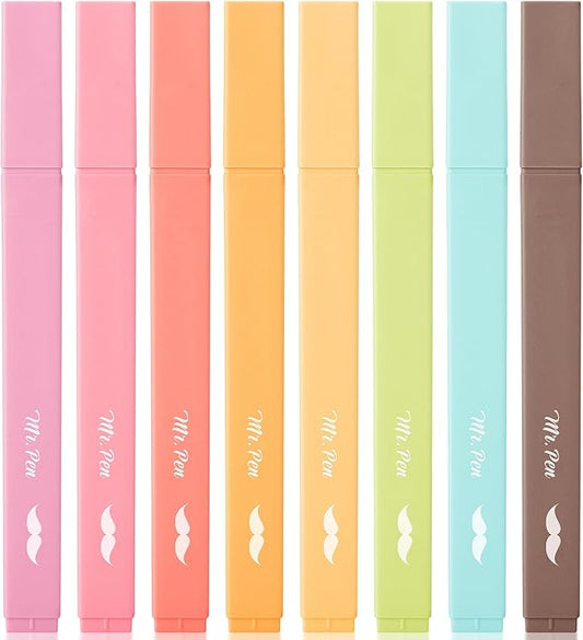 Mr. Pen- Aesthetic Highlighters No Bleed, 8 Pack, Assorted Colors | Chisel Tip, Cute Highlighters Assorted Colors for Journaling, Highlighting, Underlining, Fast Dry, Back to School Supplies