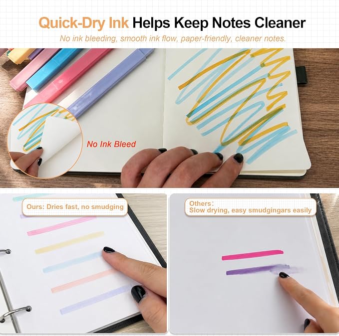 TONOS Highlighters Assorted Colors, 10 Pack Bible Highlighters No Bleed | Pastel Highlighters with Chisel Tip, Highlighter Pens for Journaling Bible Study School Notes Planner Office Supplies