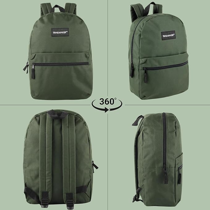 Trail maker 24 Pack- Classic 17 Inch Backpacks in Bulk Wholesale Back Packs for Boys and Girls