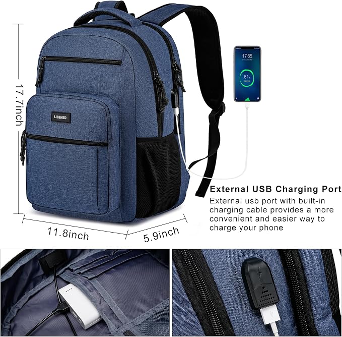 Backpack for Boys Mens, Sturdy Ergonomic Backpack for High School College | 15.6 Inch Bookbag with Laptop Compartments for School, Work Travel, Blue