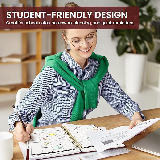 Planner 2026-2027, 8.5" x 11" Weekly and Monthly Academic Year Planner Calendar, July 2026 - June 2027, Hardcover Large School Planning Agenda With Tabs, Perfect for School & Office Supplies, A4, Burgundy