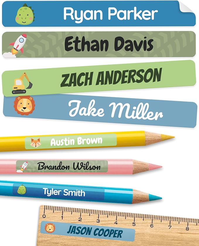 Personalized Kids Name Labels for Pencils Color Mix [150pcs] - Waterproof Name Stickers for School & Daycare - Pencil Custom Name Stickers - Children Name Stick On Labels for Pens (2.0”x0.3”)