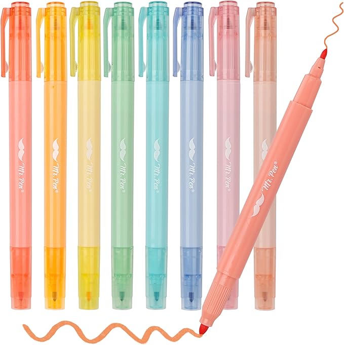 Mr. Pen- Dual Tip Bible Highlighters, 8 Pack, Pastel Colors, Fast Dry Highlighters Set, Cute Markers for Bible Study, Journaling, School, Office Supplies and Accessories