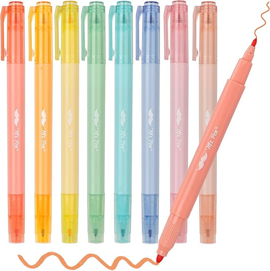 Mr. Pen- Dual Tip Bible Highlighters, 8 Pack, Pastel Colors, Fast Dry Highlighters Set, Cute Markers for Bible Study, Journaling, School, Office Supplies and Accessories