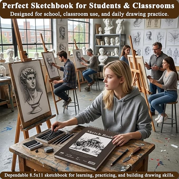 Sketch Book 11 x 14”, 100 Sheets Top Spiral Sketchbook, 68lb /100gsm Drawing Paper Pad, Sketch Pads for Drawing for Adults, Large Sketchbook.