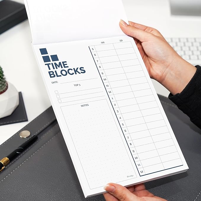 Time Blocking Planner (11.7" x 8.3"), Daily Time Box, Best ADHD Tool, Undated Daily Schedule Organizer, Daily Planner Notepad, Hourly Planner For Office Productivity, To Do List Notepad.