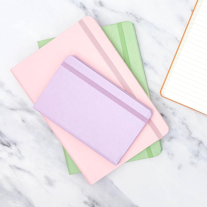 PAPERAGE Lined Pocket Journal Notebook, 2 Pack, (Yellow), 160 Pages, Small Notebook, 3.6 inches x 5.6 inches - 100 GSM Thick Paper, Hardcover