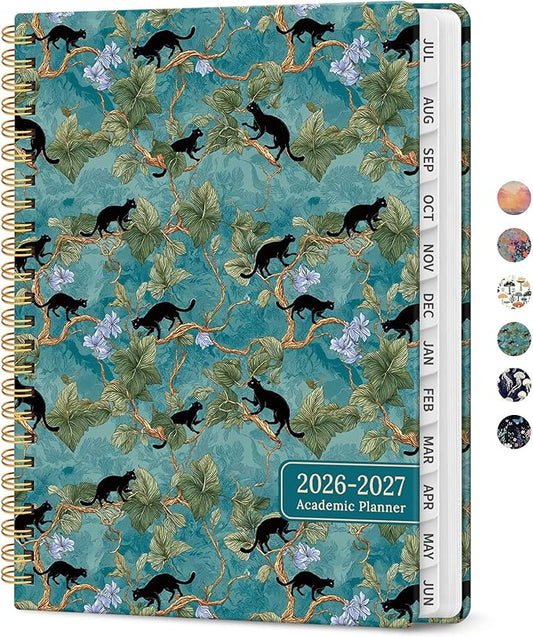 Planner 2026-2027, Academic Year Weekly and Monthly Calender Planner, from Jul 2026 - Jun 2027, Spiral Bound School Planning Book, Perfect for Teacher, Student, Women & Men, A5 (6.3" x 8.5"), Cats in Vine