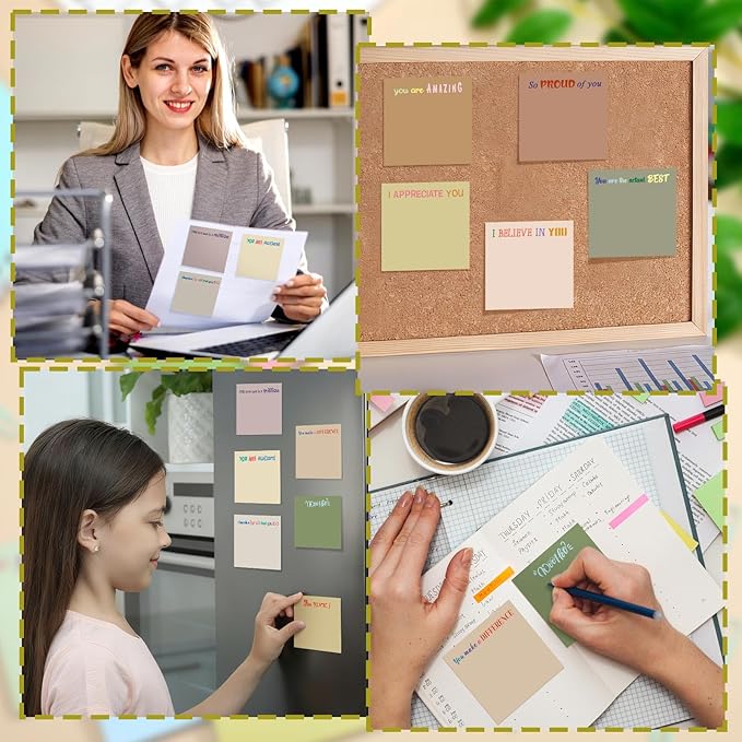Yinder 24 Pcs Inspirational Sticky Notes Cute Motivational Sticky Notes Pad End of Year Employee Appreciation Gifts Bulk for Teacher Nurse Coworkers Office Supplies 3 x 3'' (Thank You,Boho)
