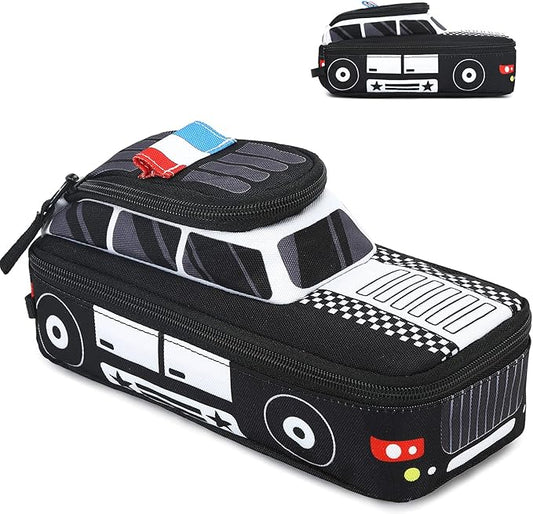 LEDAOU Cute Pencil Case for Kids Girls Boys Pencil Pouch kawaii Pen Pencil Box Bag Holder for School Students (Police Car)