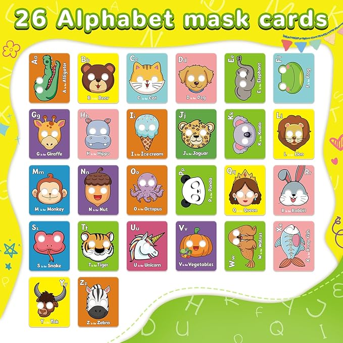 Broytain Alphabet Flash Cards,Giant ABC Animal Flash Cards for Toddler 3-5,26 Lowercase and Uppercase Letter Cards,Educational Learning Games for Kids,Preschool Kindergarten Toys