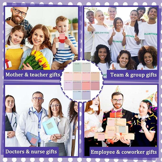Yinder 24 Pcs Inspirational Sticky Notes Cute Motivational Sticky Notes Pad End of Year Employee Appreciation Gifts Bulk for Teacher Nurse Coworkers Office Supplies 3 x 3'' (Thank You,Aesthetics)