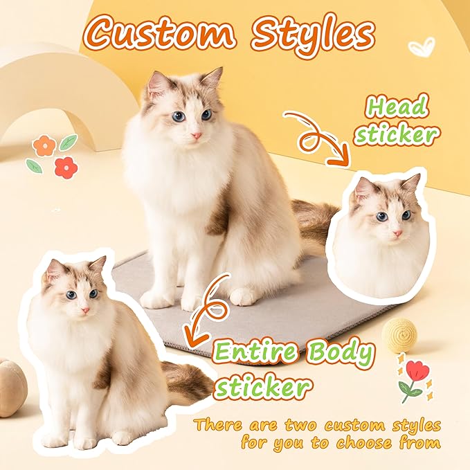 Personalized Pet Photo Stickers for Water Bottles Dog Cat Name Stickers Decals Custom Picture for Tumblers, Helmet, Cups, Phone Cases, Laptop and Dog Cat Bowls (Die Cut)