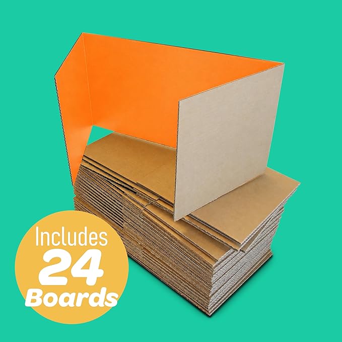 Flipside Products 18" x 48" Orange Project Boards, Pack of 24, Trifold, Presentation Board, DIY Projects, Small Display, Science Fair, Classroom, Clubs, 4H, Graduation