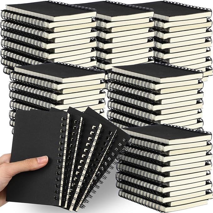 Jutom 150 Pcs Small Spiral Notebooks Memo Pads 3x5 Bulk Small Pocket Notebooks Mini Notepads with Lined Pages Mini Journals for Office School Work Supplies, 120 Pages (Black)
