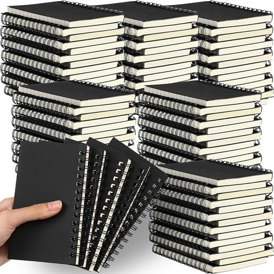 Jutom 150 Pcs Small Spiral Notebooks Memo Pads 3x5 Bulk Small Pocket Notebooks Mini Notepads with Lined Pages Mini Journals for Office School Work Supplies, 120 Pages (Black)