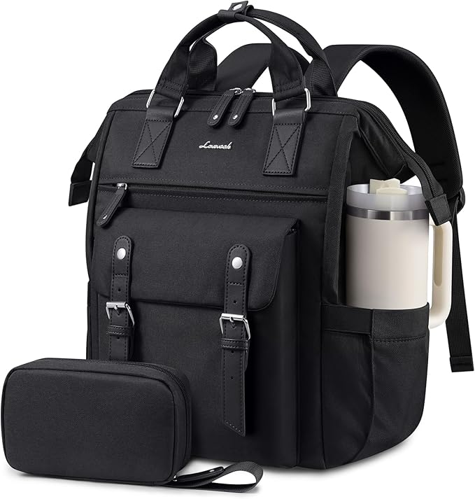 LOVEVOOK Laptop Backpack for Women with Giant Tumbler Holder Pocket,15.6 inch Waterproof Travel Backpack Purse Computer Laptop Bag