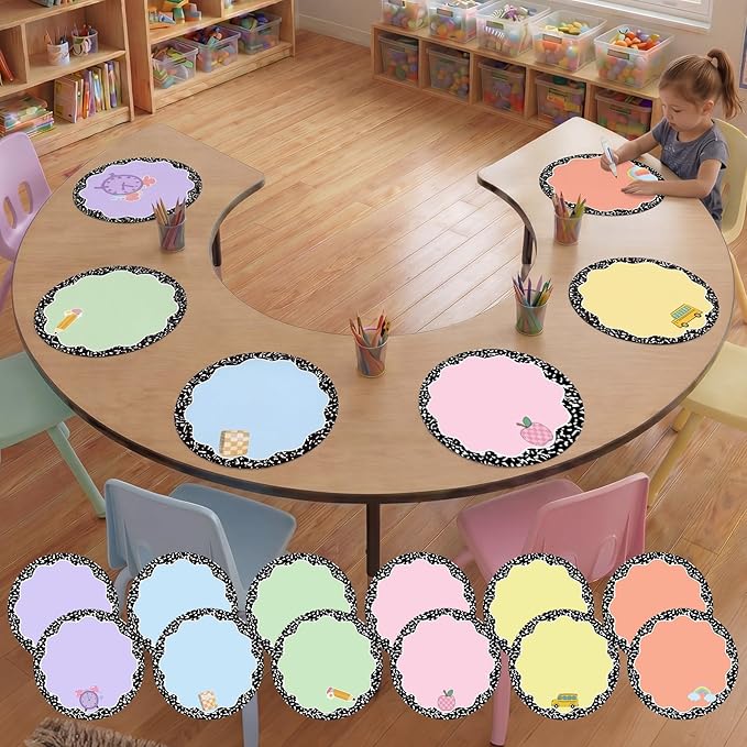 Ireer 12 Pcs 13 '' Dry Erase Dots for Classroom Table Classroom Decor Boho Colorful Stickers for Whiteboard Wall Decor Removable Dry Erase Circles for School Teacher Supplies(Lovely,Fresh Color)