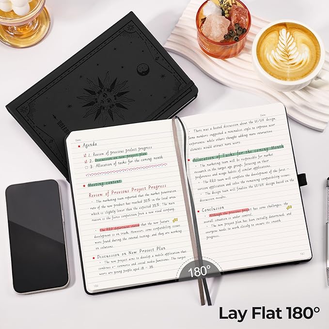 EMSHOI Lined Journal Notebook, 320 Numbered Pages, A5 Size (5.7'' x 8.3'')