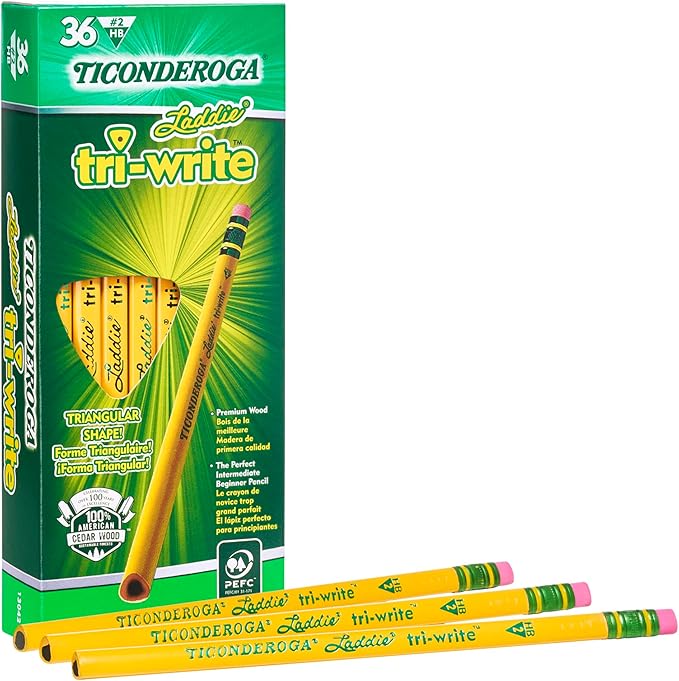 Ticonderoga PENCIL LADDIE TRI-WRITE W/ERASER 36 Count (Pack of 6)