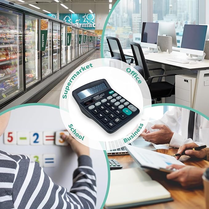 8pcs Solar Calculators Desktop Big Button Basic for Students Office Hand Held Calculator Simple 12 Digit Large Display 4 Function Calculators for Students