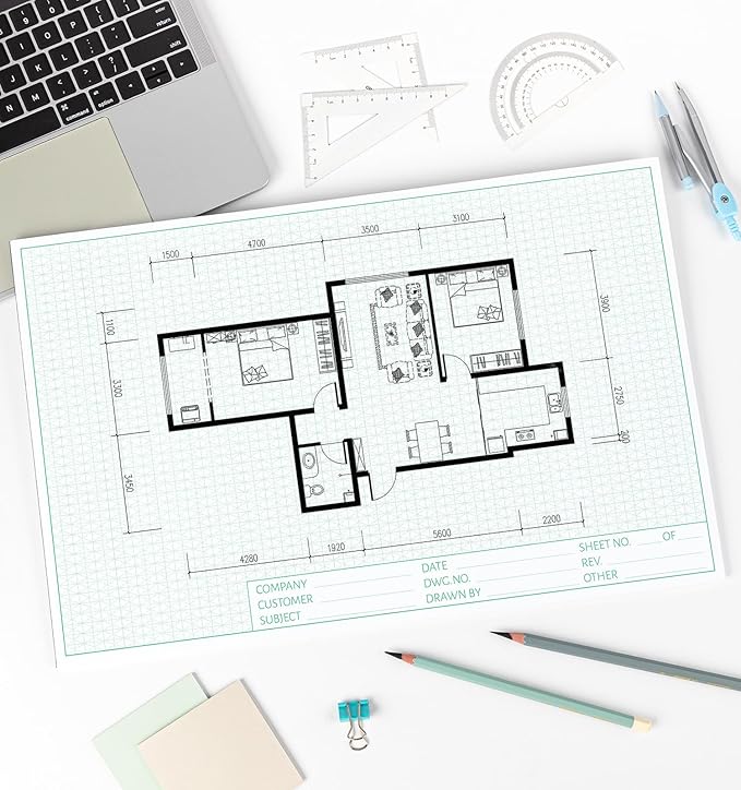 Isometric Graph Paper, 11"x17" Dot Grid Paper, 0.25" Grid, 50 Sheets Landscape, Easy-Tear Glue-Bound, 11"x17" Cardboard Backing, for Drafting, Engineering, Architect Designers