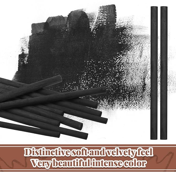 Gueevin 50 Pcs Willow Charcoal Sticks, Willow Charcoal, Artists, Beginners, Students, Perfect for Sketching, Drawing, Shading, and Fine Art Christmas Gifts for Art (5-7mm)