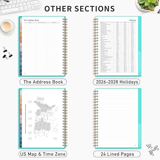 RETTACY Academic Planner 2026-2027, Weekly and Monthly, July 2026 - June 2027, Large Size (8.5" x 11"), Calendar, Agenda, 12-Month Tabs, for Student, Teacher, School (Tiffani Blue)