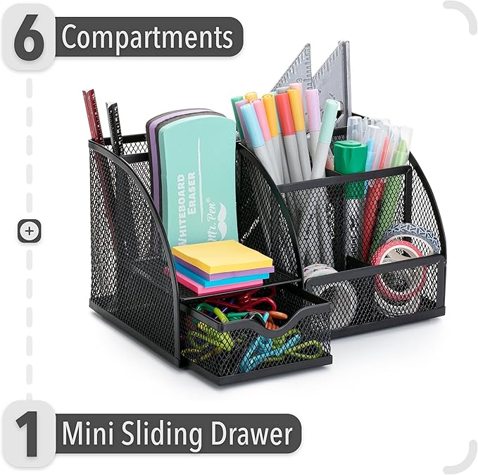 Mr. Pen- Mesh Desk Organizer, Black, Pen Holders Organizers, Desk Pencil Organizer, Pen Holder, Pencil Holder