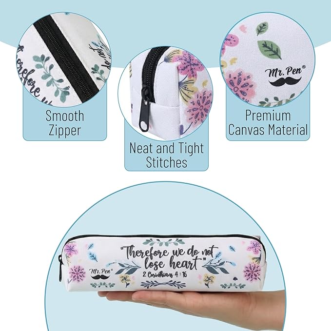 Mr. Pen- Cute Pencil Case Pouch, 2 Pack, Multipurpose Canvas Bible Pencil Pouch, Smooth Zipper, Premium Material, Neat Stitches, Ideal for Stationery, Cosmetics, Electronics, School, Office, Travel