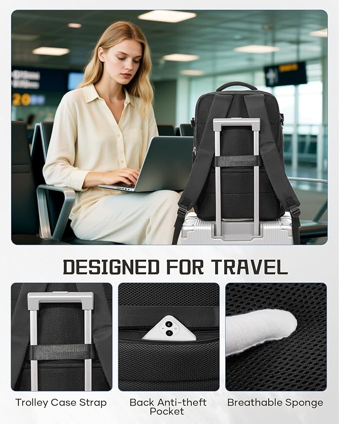 WONHOX Large Travel Backpack Carry on Flight Approved Laptop Work Business Backpack for Women Men Mochila de Viaje