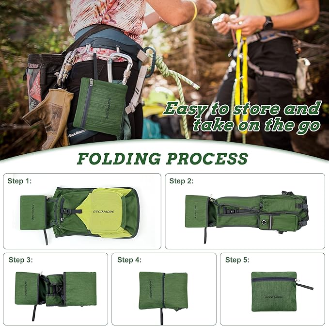 BECOJADDE 15L Small Hiking Backpack for Men Women Foldable Packable Back Pack Ultralight Hiking Daypack for Travel Camping Outdoor, Olive Green Yellow