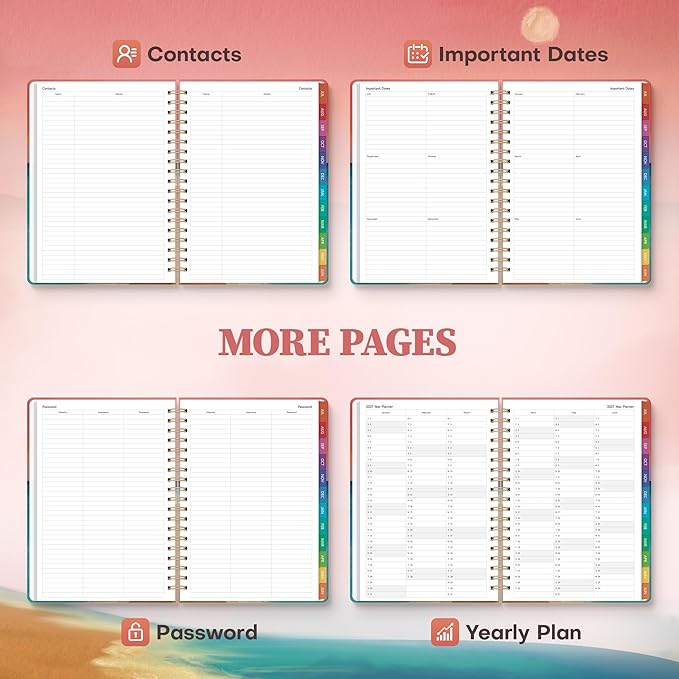 Planner 2026-2027 Monthly and Weekly Academic Planner July 2026 - June 2027, Hardcover Calendar 2026-2027 Agenda Daily Planner for Student Teacher School Office Supplies, 7.4" x 10.2", Sea Sunset